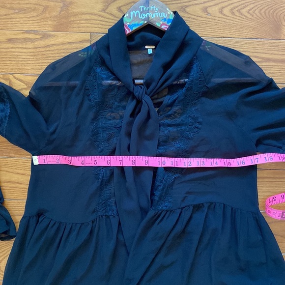 Free People womens  top black s/m sheer black long sleeve. - Picture 12 of 14